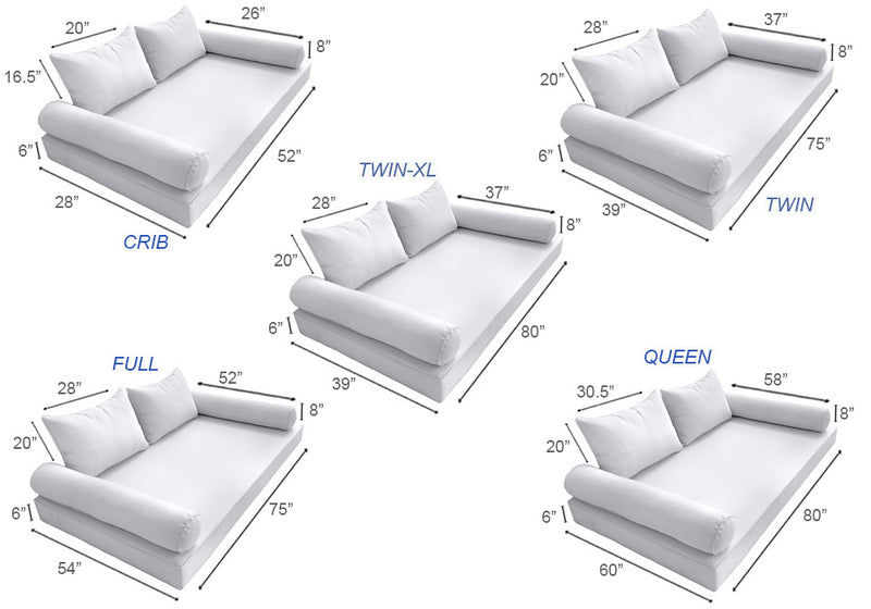 STYLE 4 - Mattress & Pillow Bolster Cushion for Outdoor Indoor Daybed Porch Swing Bed | COVERS ONLY |