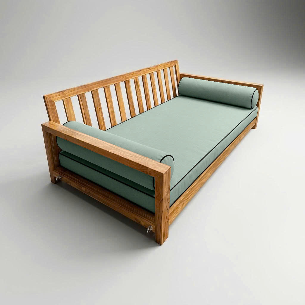 Style5 Twin-XL Size 3PC Contrast Pipe Trim Outdoor Daybed Mattress Cushion Bolster Pillow SlipCover COMPLETE SET AD002