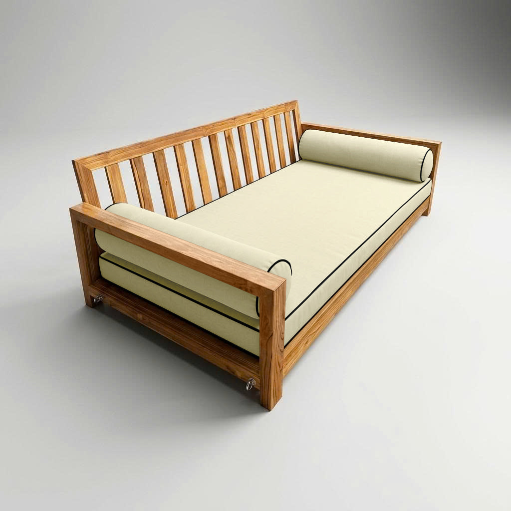 Style5 Twin Size 3PC Contrast Pipe Trim Outdoor Daybed Mattress Cushion Bolster Pillow Slip Cover COMPLETE SET AD005