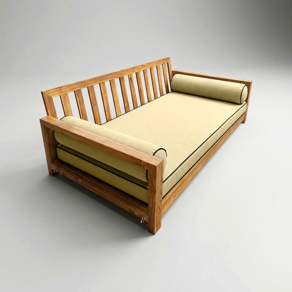 Style5 Twin-XL Size 3PC Contrast Pipe Trim Outdoor Daybed Mattress Cushion Bolster Pillow SlipCover COMPLETE SET AD103