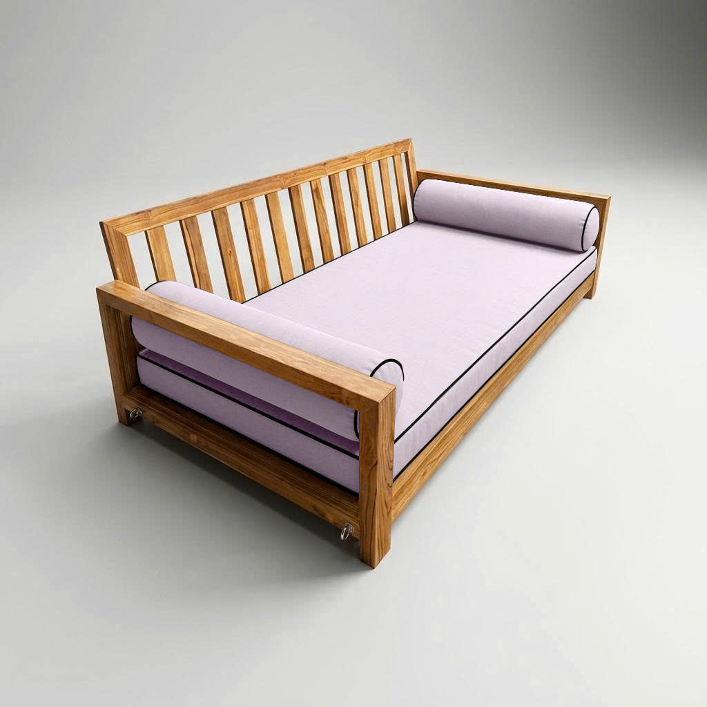 Style5 Twin-XL Size 3PC Contrast Pipe Trim Outdoor Daybed Mattress Cushion Bolster Pillow SlipCover COMPLETE SET AD107