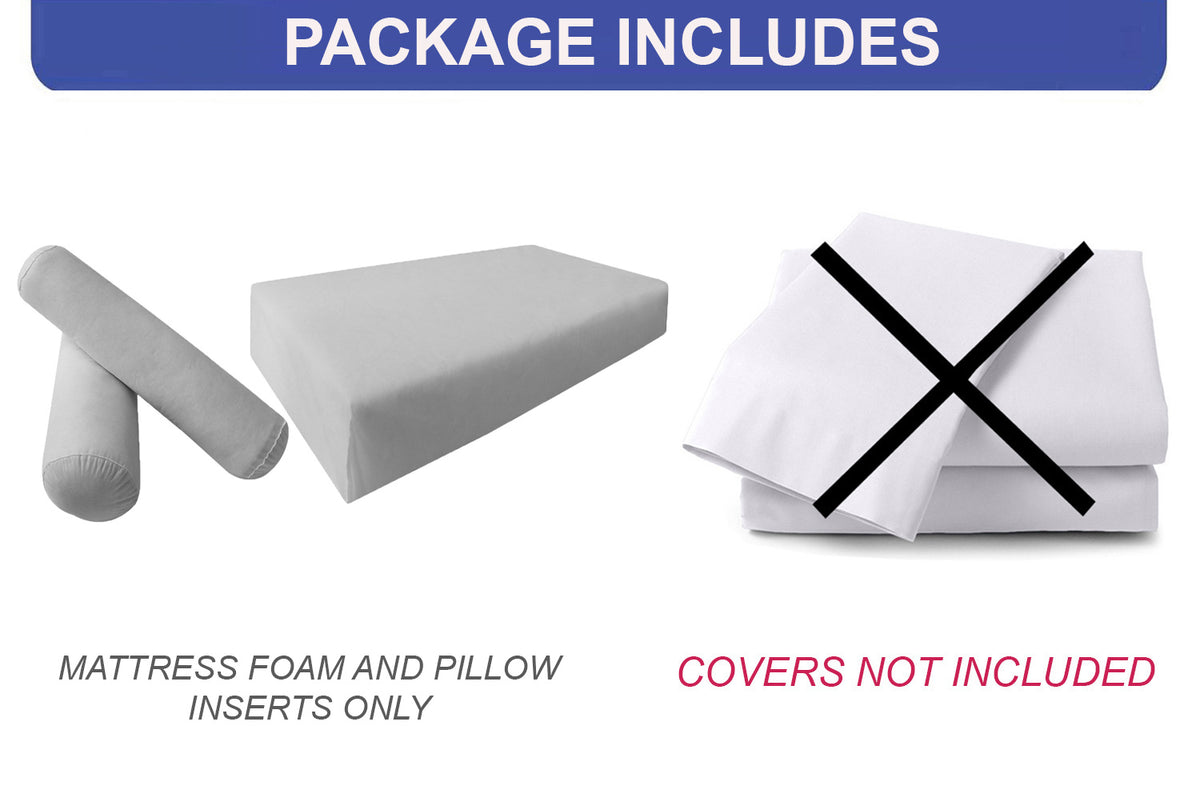 STYLE 5 Crib Size Mattress Foam, Bolster Pillow Cushion Polyester Fiberfill Inserts for Outdoor Indoor Daybed Porch Swing Bed | INSERT ONLY |