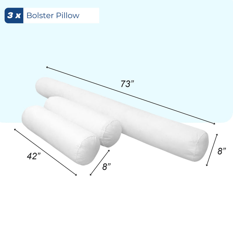 STYLE 6 FULL  SIZE Pillow Bolster Cushion Polyester Fiberfill Inserts for Outdoor Indoor Daybed Porch Swing Bed | INSERT ONLY |