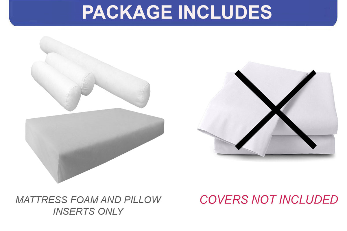 STYLE 6 Crib Size Mattress Foam, Bolster Pillow Cushion Polyester Fiberfill Inserts for Outdoor Indoor Daybed Porch Swing Bed | INSERT ONLY |