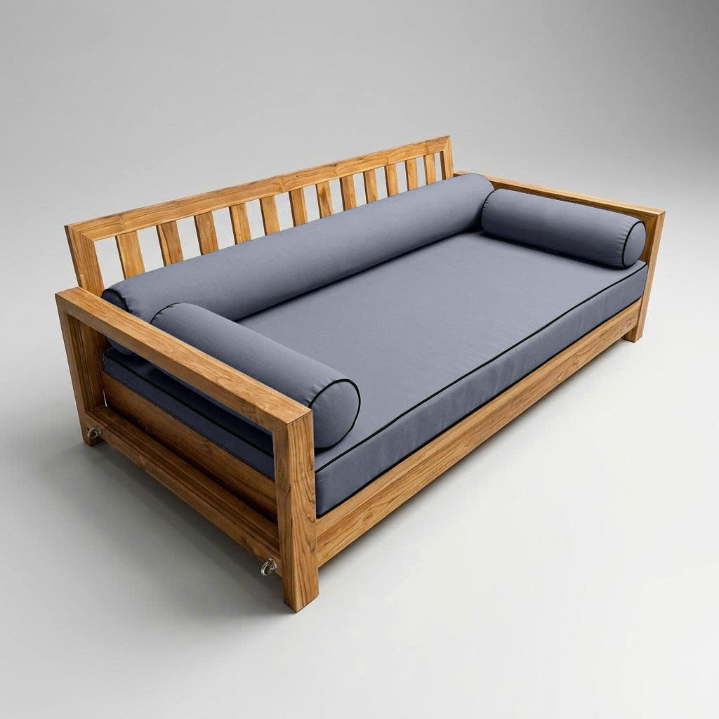 Style6 Twin-XL Size 4PC Contrast Pipe Trim Outdoor Daybed Mattress Cushion Bolster Pillow Slip Cover COMPLETE SET AD001