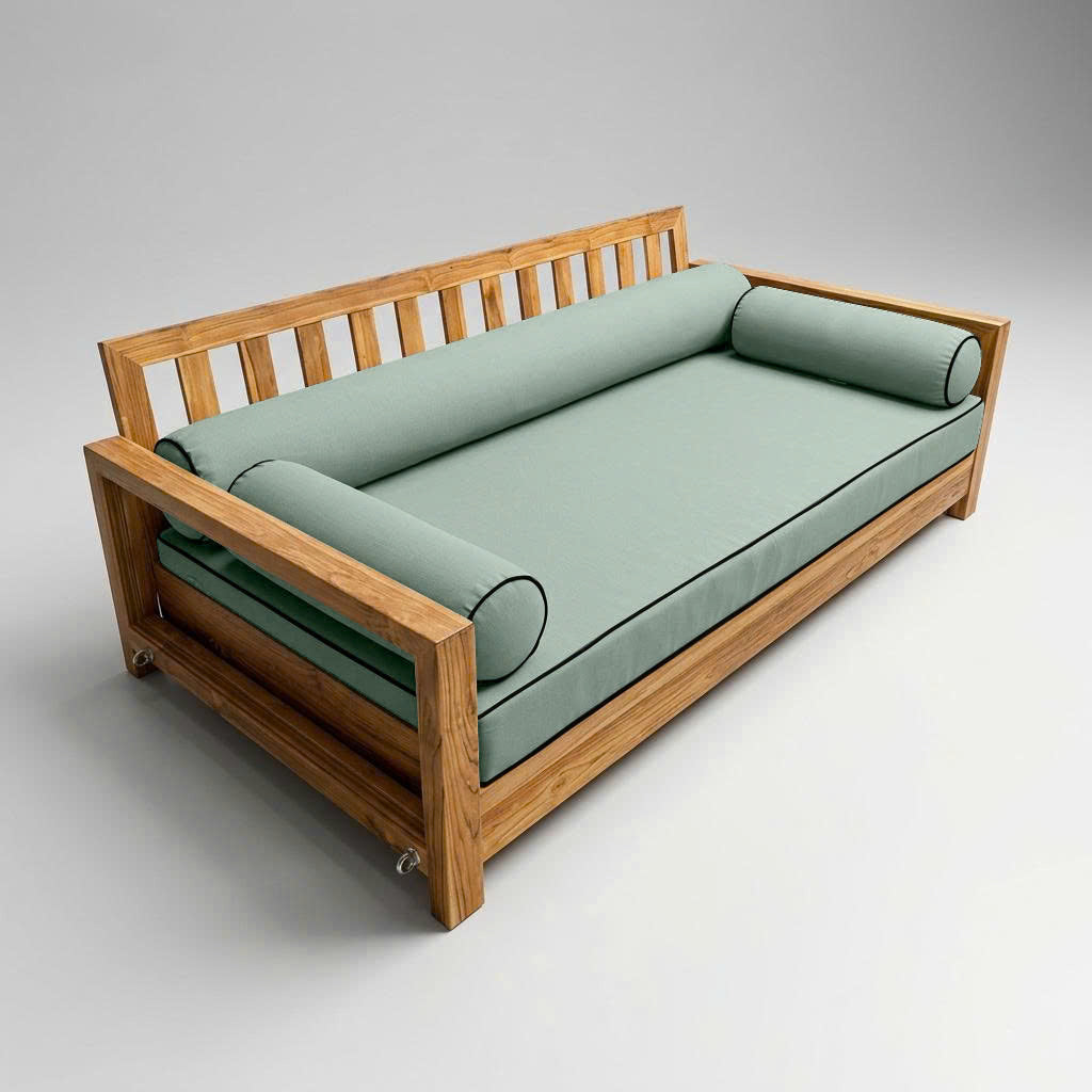 Style6 Crib Size 4PC Contrast Pipe Trim Outdoor Daybed Mattress Cushion Bolster Pillow Slip Cover COMPLETE SET AD002