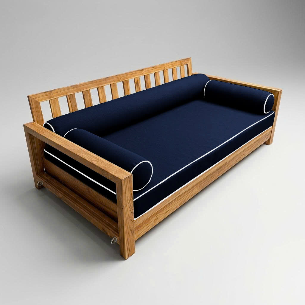 Style6 Twin-XL Size 4PC Contrast Pipe Trim Outdoor Daybed Mattress Cushion Bolster Pillow Slip Cover COMPLETE SET AD101