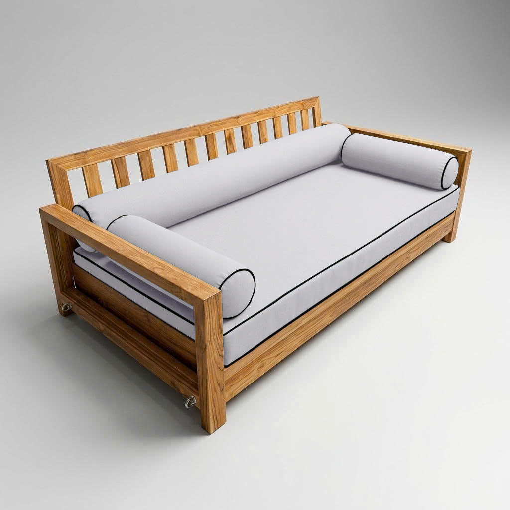 Style6 Crib Size 4PC Contrast Pipe Trim Outdoor Daybed Mattress Cushion Bolster Pillow Slip Cover COMPLETE SET AD105