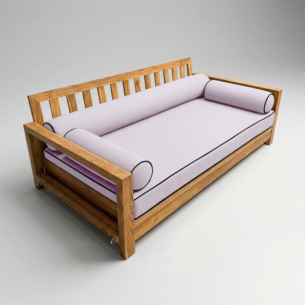 Style6 Twin-XL Size 4PC Contrast Pipe Trim Outdoor Daybed Mattress Cushion Bolster Pillow Slip Cover COMPLETE SET AD107