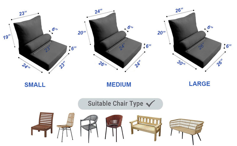 |COVER ONLY| Outdoor Deep Seat Cushion with Bolster, Water Repellent, Patio Deep Seat Backrest Cushion Bolster Pillow Slipcovers Replacement