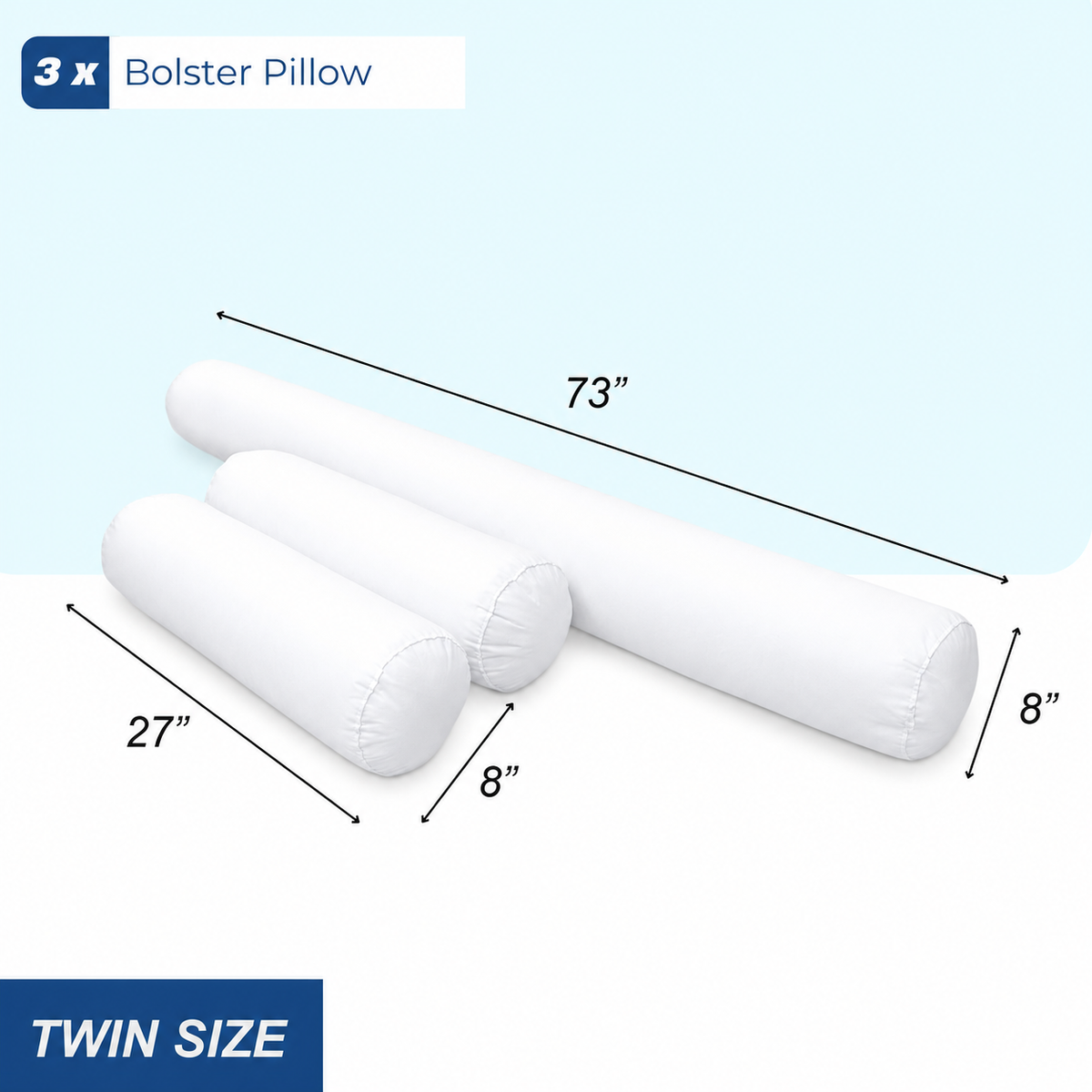 STYLE 6 TWIN SIZE Pillow Bolster Cushion Polyester Fiberfill Inserts for Outdoor Indoor Daybed Porch Swing Bed | INSERT ONLY |