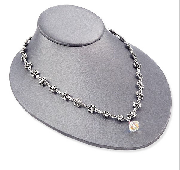 8-1/2''L x 7''W Slate Gray Leatherette Necklace Pendant Chain Link Jewelry Display Holder