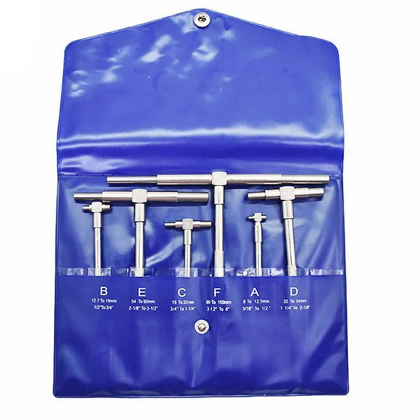 6 Pc Precision Telescoping Gage 5/16" - 6" Measure T Bore Hole Gauges with Pouch