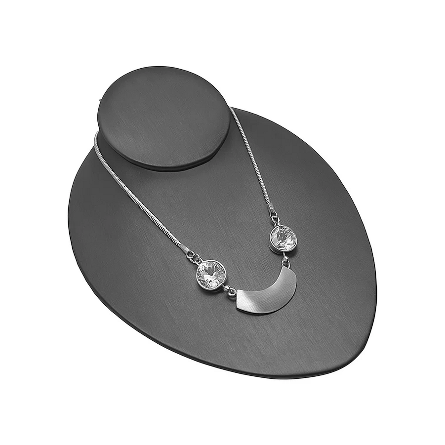 8-1/2''L x 7''W Slate Gray Leatherette Necklace Pendant Chain Link Jewelry Display Holder