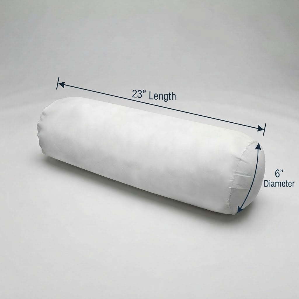 Outdoor Round Long Bolster Pillow Insert, Polyester FiberFill Replacement Cushion for Porch Swing, Couch, Sofa, Patio, and Bench