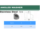 316 Stainless Steel 33 Degree Angled Beveled Washer For Cable Railing - 5/16" Cable (Qty 5)