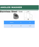 316 Stainless Steel 37 Degree Angled Beveled Washer For Cable Railing - 3/8" Cable (Qty 5)