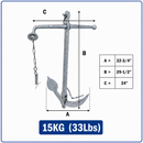 Hot Dipped Galvanized Foldable Admiralty Anchor, Boat Foldable Kedge Anchor for Yacht, Sailboat, Docking, and Mooring