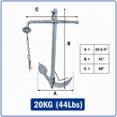 Hot Dipped Galvanized Foldable Admiralty Anchor, Boat Foldable Kedge Anchor for Yacht, Sailboat, Docking, and Mooring