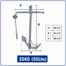Hot Dipped Galvanized Foldable Admiralty Anchor, Boat Foldable Kedge Anchor for Yacht, Sailboat, Docking, and Mooring
