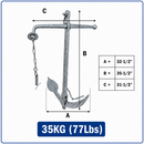 Hot Dipped Galvanized Foldable Admiralty Anchor, Boat Foldable Kedge Anchor for Yacht, Sailboat, Docking, and Mooring