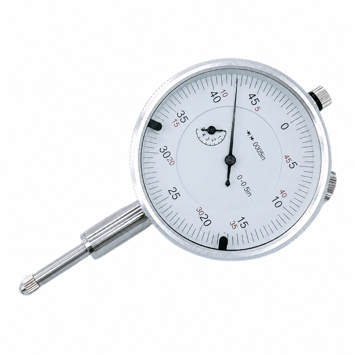 High Precision 0.5"/.0005" Dial Indicator Lug Back Graduation, Changeable Stem