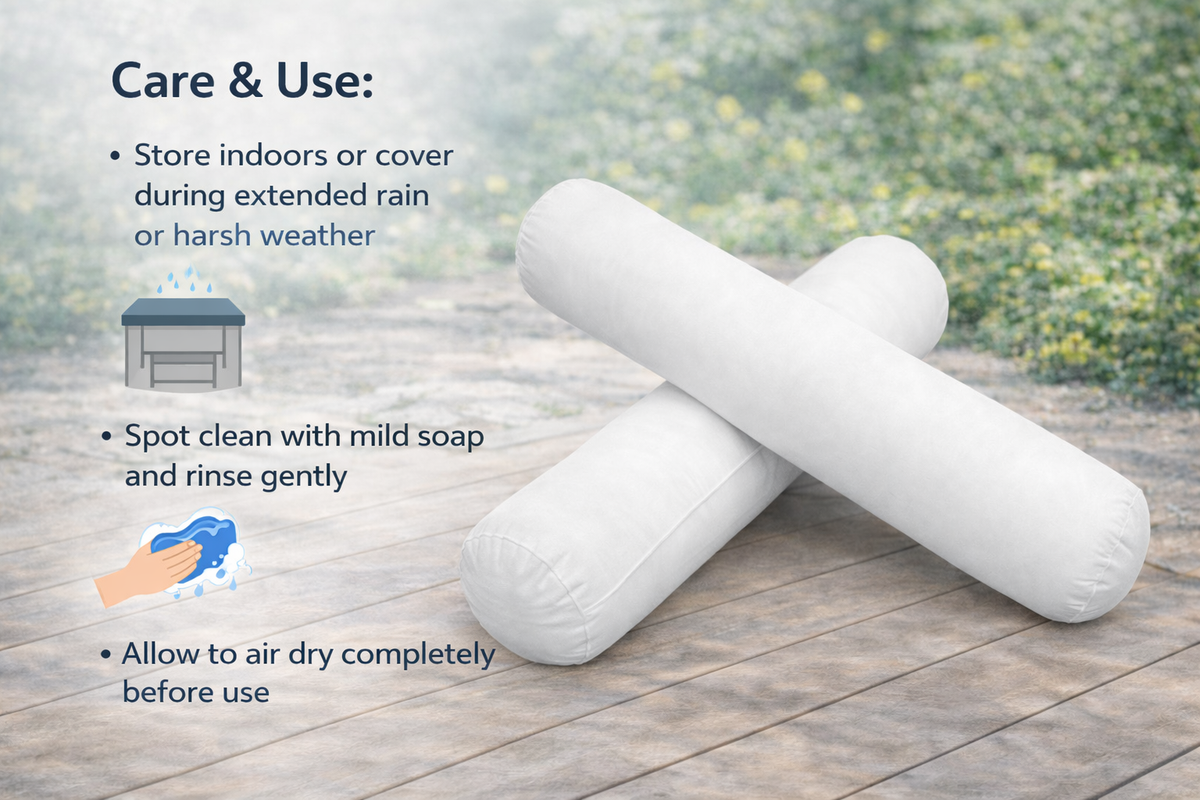 Medium Size 24"x6" Outdoor Round Long Bolster Pillow Polyester FiberFill Decorative Bolster for Porch Swing Couch Sofa Cushion |INSERT ONLY|