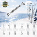 T316 Stainless Steel Mil Spec Jaw Jaw Turnbuckle, Marine Grade Rigging Tensioner for Cable, Wire Rope, Chain, and Boat Hardware