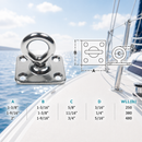 Marine Boat Stainless Steel T316 Square Swivel Pad Eye Rigging Lift Rope