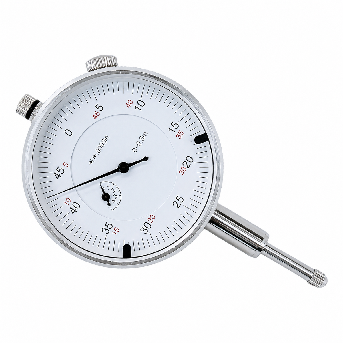 High Precision 0.5"/.0005" Dial Indicator Lug Back Graduation, Changeable Stem