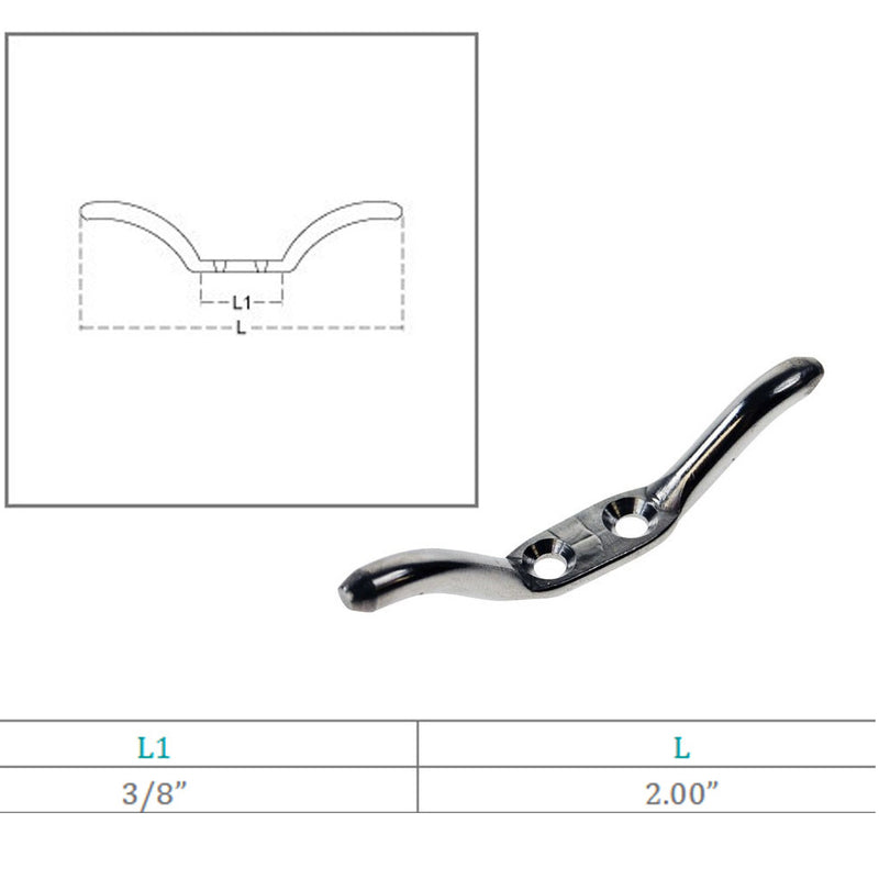 Marine Stainless Steel T316 2" Flagpole Cleat Rope Hanging Flag Pole Cleat