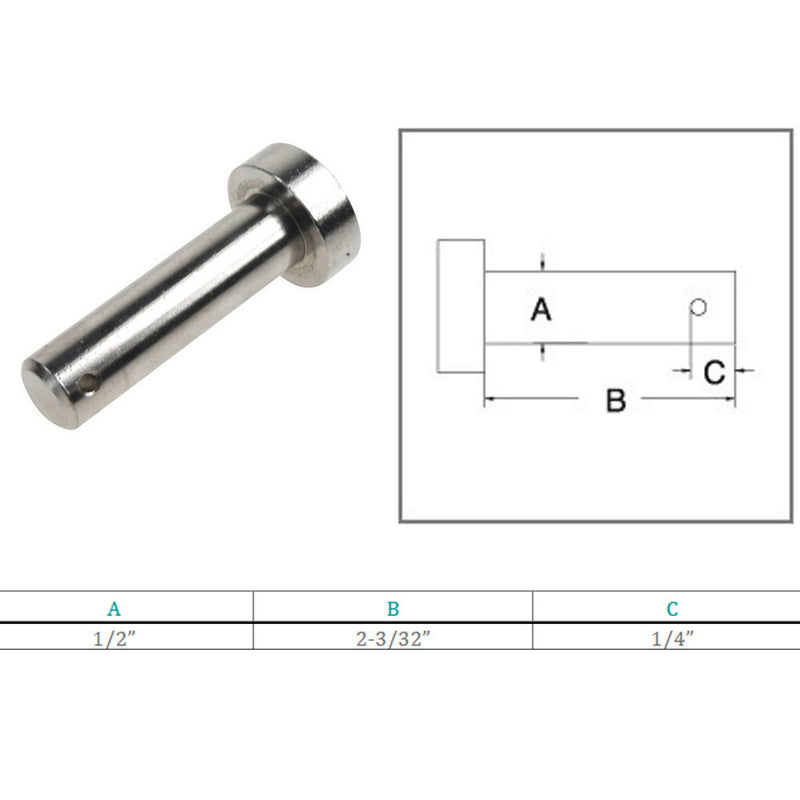 5 Pc Marine Boat Stainless Steel 1/2" Clevis Pin Round Pin Hitch Yacht Sailing