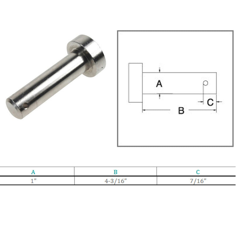 Marine Boat Stainless Steel T316 1" Clevis Pin Round Pin Hitch Yacht Sailing