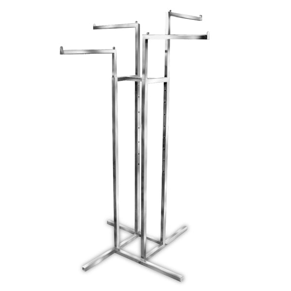 4 Way Chrome Adjustable Rack 4 Straight Arm Clothing Garment Retail Display Rack