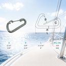 Marine Boat T316 Stainless Steel Spring Clip, Rigging Lift Link Connector for Chain, Rope, Cable, and Outdoor Hardware