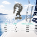 Marine Stainless Steel 316 Clevis Grab Hook Towing Shackle, Boat Chain Hook for Rigging, Towing, and Outdoor Hardware
