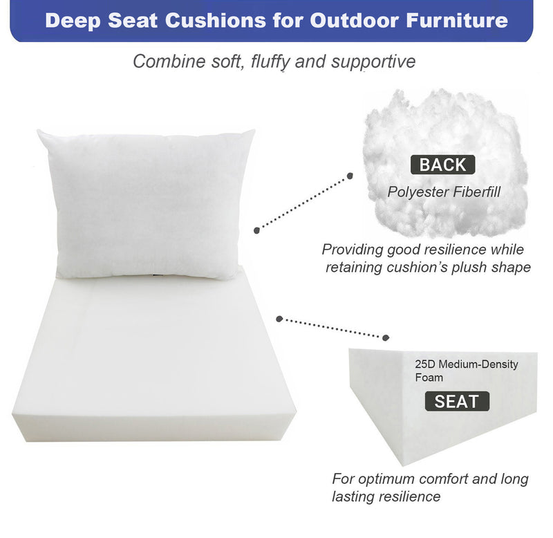 Large 26" x 30" x 6" Deep Seat Cushion for Patio Furniture Sofa Couch | Insert ONLY |