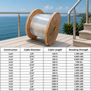 T316 Stainless Steel Cable Rail Wire Rope, 1x19 and 7x19 Strand Construction for Marine, Deck, and Railing Systems