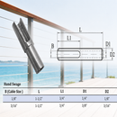 316 Stainless Steel Hand Swage Angle Stud for 1/8" and 3/16" Cable Railing, 5 Pack Cable Rail Fittings