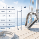 316 Stainless Steel Light Duty Wire Rope Thimble, Cable Eye Loop Protector for 3/32", 1/8", 3/16", 1/4", and 5/16" Cable