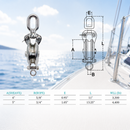 Heavy Duty T316 Stainless Steel Sheave Swivel Block, Wire Rope Hoist Lift Pulley for Marine, Rigging, Boat, and Dock Use