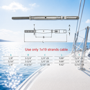 Marine T316 Stainless Steel Push And Go Threaded Turnbuckle, Cable Wire Rope Tensioner for Deck, Dock, Rail, and Lifeline Systems