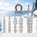 Marine Boat Mil-Spec T316 Stainless Steel Forged Round Pin Anchor Shackle, Marine Grade Rigging Shackle for Chain and Cable