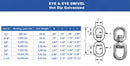 Marine Boat Galvanized Eye Eye Swivel Mooring Size 1/4",5/16",3/8", 5/8", 3/4", 7/8", 1-1/4"