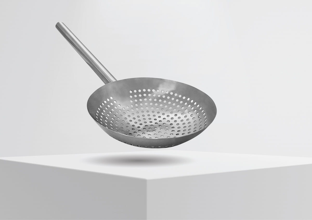 Stainless Steel Cooking Skimmer, 14" Handle, Cooking Utensils Strainer Spoon