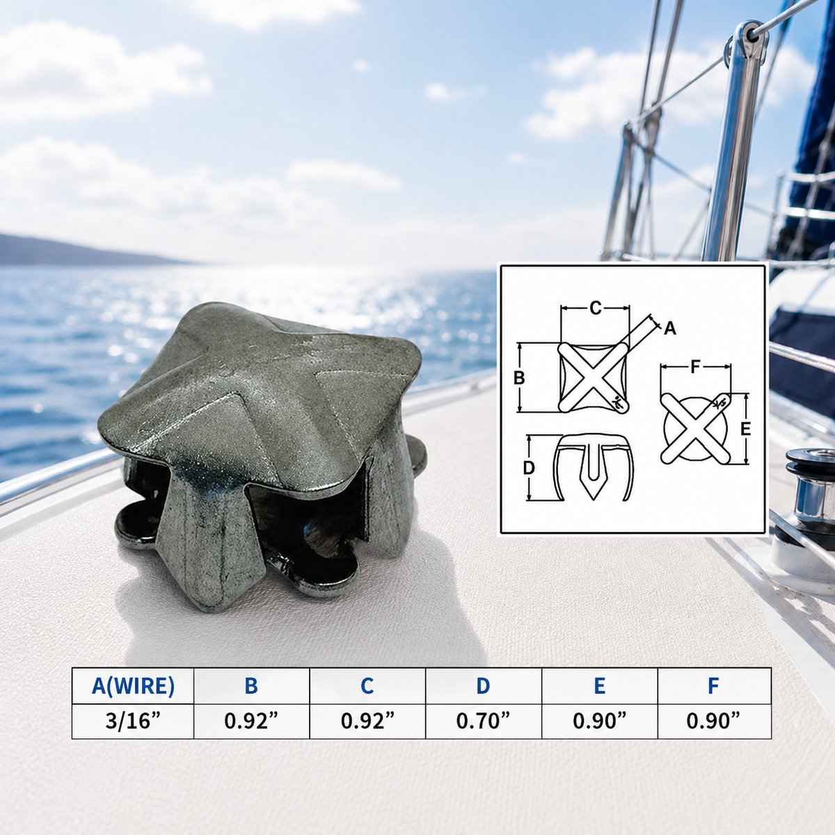 4 Pc Set Marine T316 Stainless Steel Wire Net Clip, Steel Wire Rope Clip for Cable Netting, Rigging, Railing, and Outdoor Use