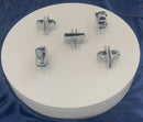 5 Pc Chrome 4 Way Inside Shelf Connector Clip 3/16'' Tempered Glass Shelf