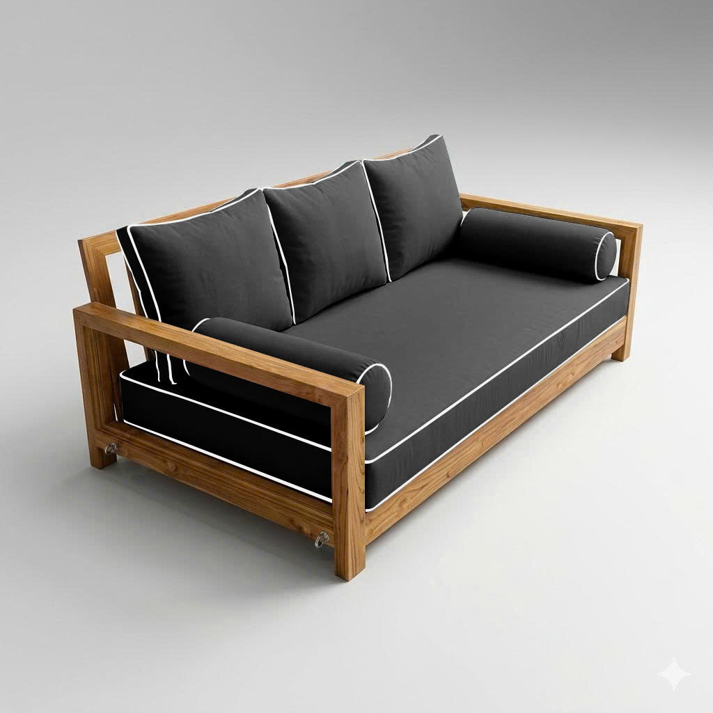 Style3 Twin-XL Size 6PC Contrast Pipe Outdoor Daybed Mattress Cushion Bolster Pillow Slip Cover Complete Set AD003