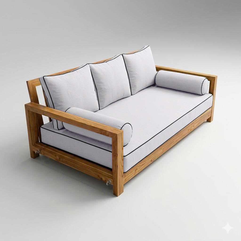 Style3 Crib Size 6PC Contrast Pipe Outdoor Daybed Mattress Cushion Bolster Pillow Slip Cover Complete Set AD105