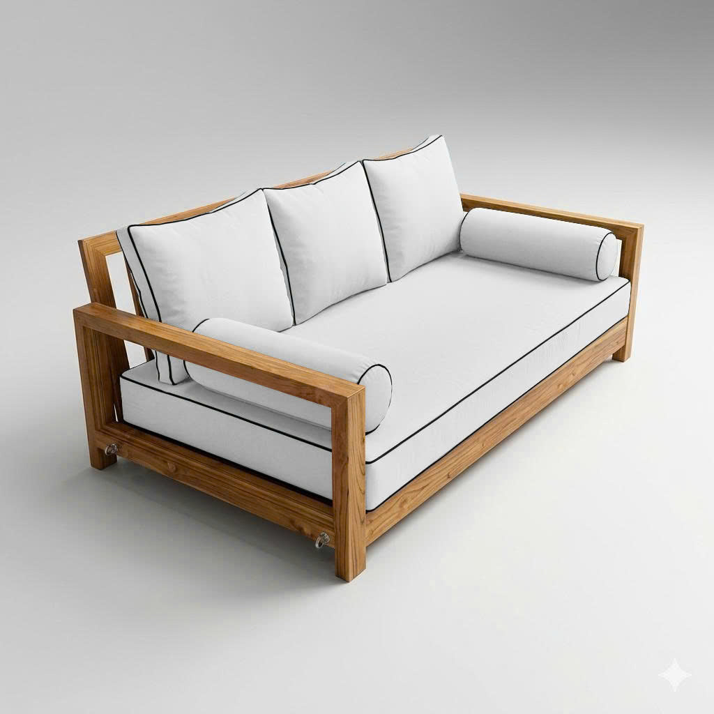 Style3 Crib Size 6PC Contrast Pipe Outdoor Daybed Mattress Cushion Bolster Pillow Slip Cover Complete Set AD106
